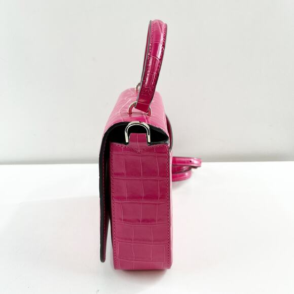 Kate Spade Staci Croc Embossed Mini Top Handle Crossbody Bag Purse Pink - Picture 4 of 9